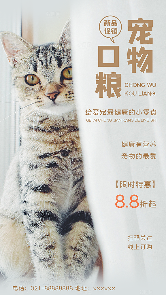 猫狗宠物店护理托管手机海报