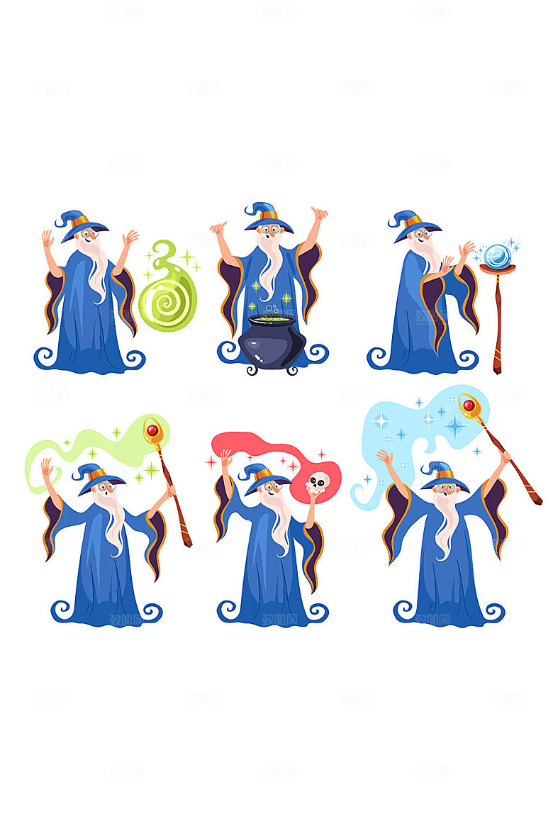 卡通魔法师矢量元素