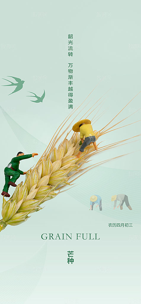 地产小满节气简约大气海报