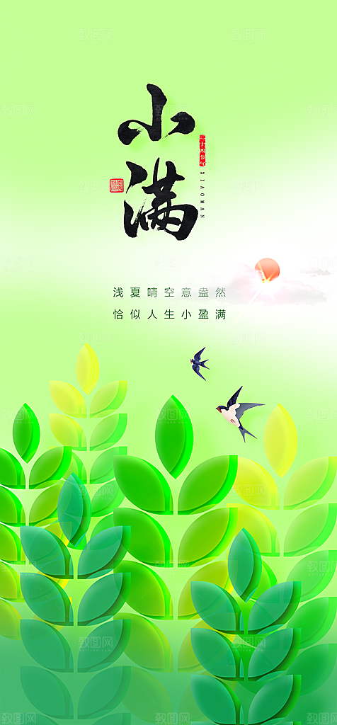 地产小满节气简约大气海报