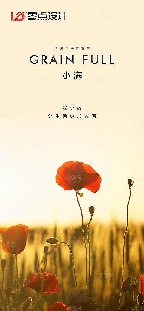 地产小满节气简约大气海报