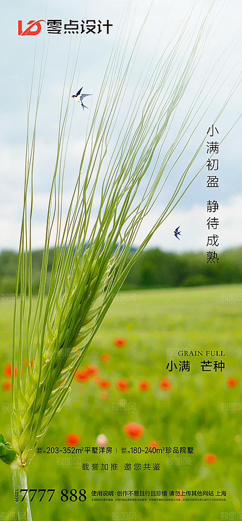 地产小满节气简约大气海报