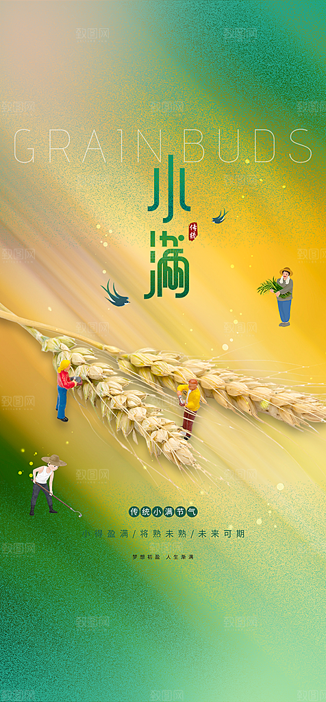 地产小满节气简约大气海报