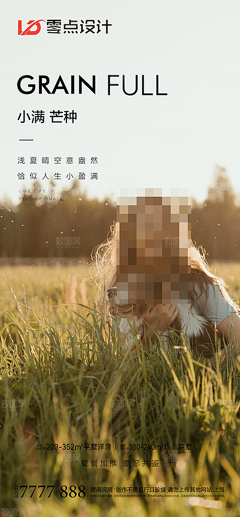 地产小满节气简约大气海报
