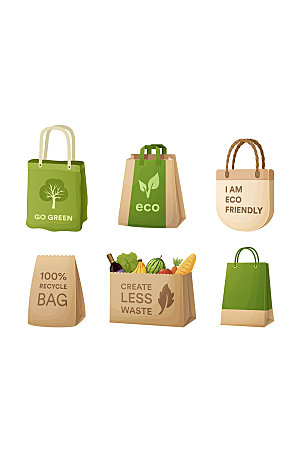 绿色环保包装袋矢量元素
