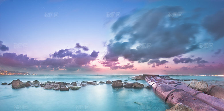 大海天空海面海景夕阳朝霞黄昏落日晚霞