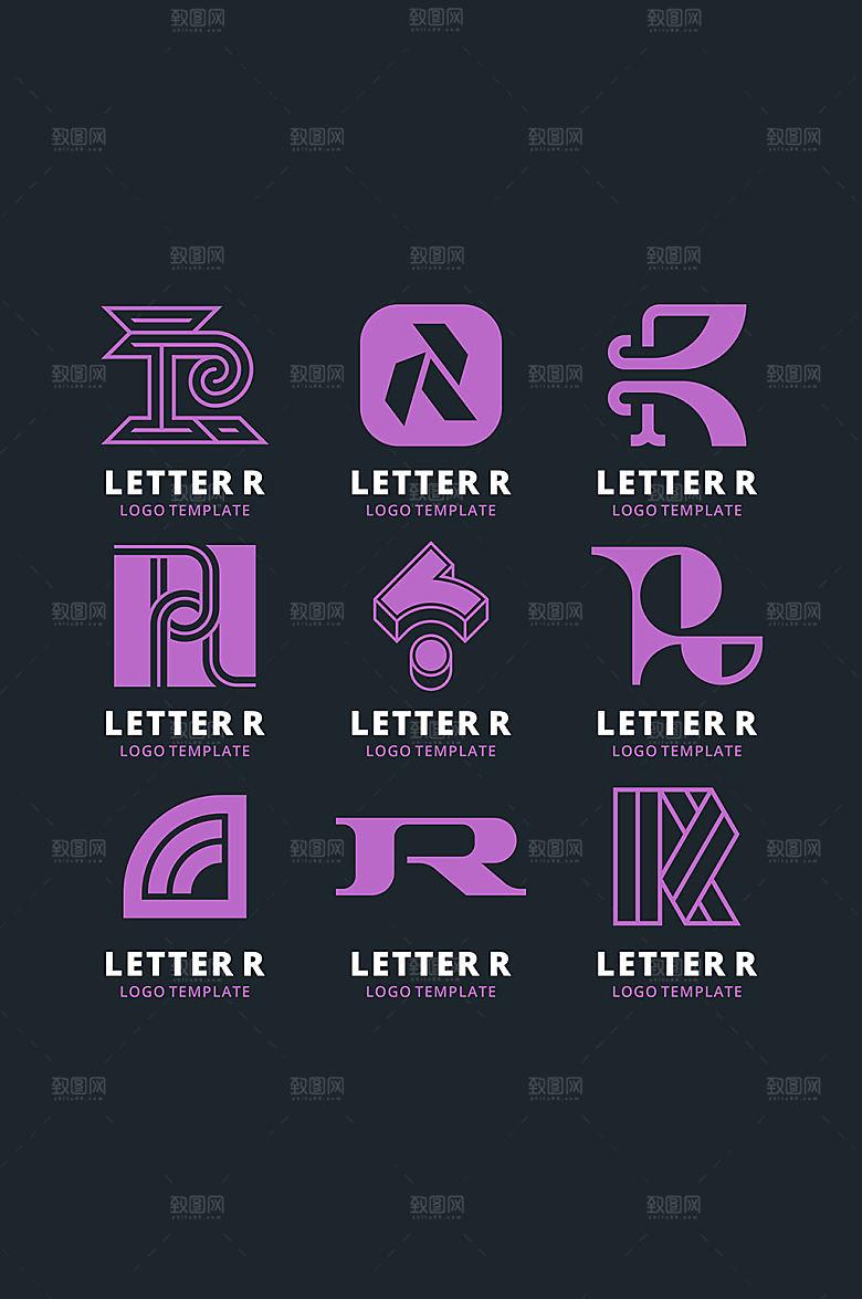 R字母LOGO矢量元素