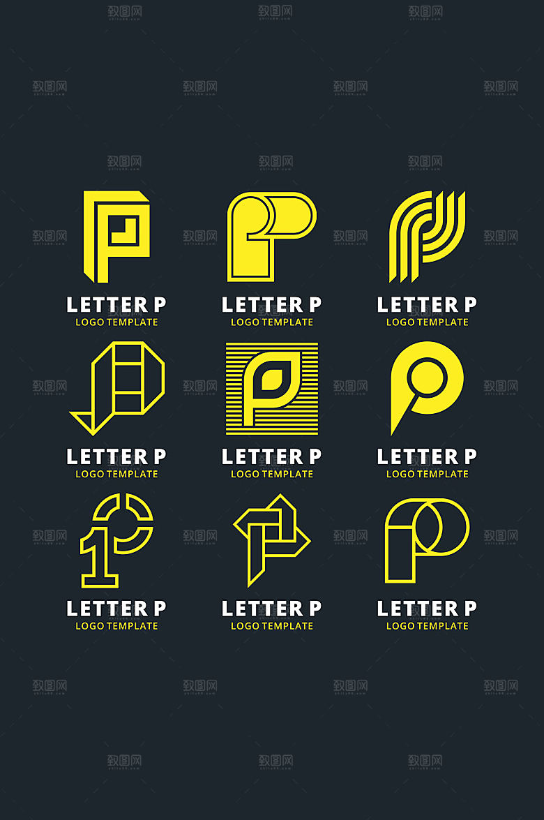 P字母LOGO矢量元素