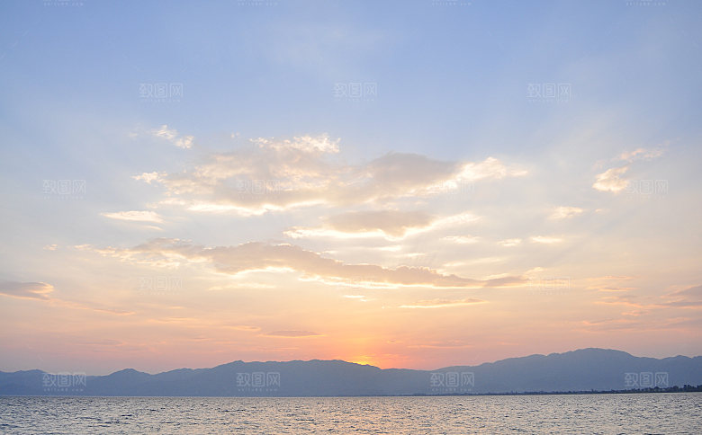 大海天空海面海景夕阳朝霞黄昏落日晚霞