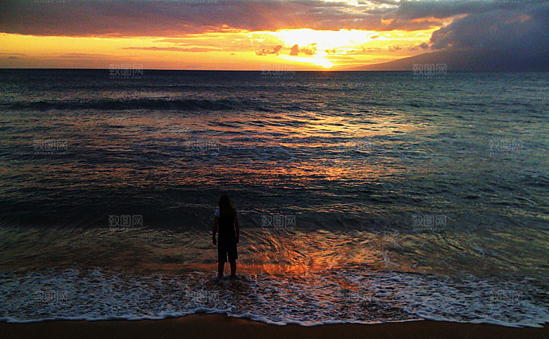 大海天空海面海景夕阳朝霞黄昏落日晚霞