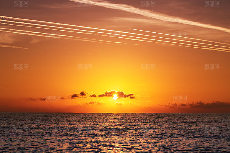大海天空海面海景夕阳朝霞黄昏落日晚霞