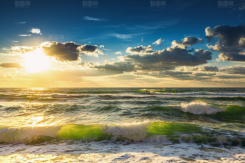 大海天空海面海景夕阳朝霞黄昏落日晚霞