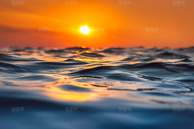大海天空海面海景夕阳朝霞黄昏落日晚霞
