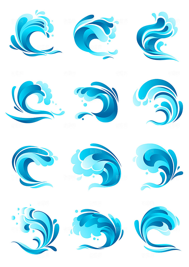 海浪浪花矢量元素