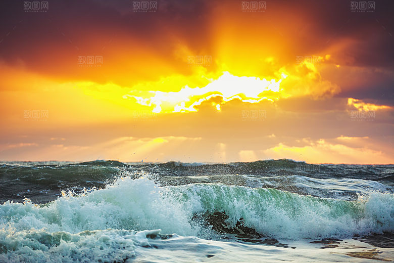 大海天空海面海景夕阳朝霞黄昏落日晚霞
