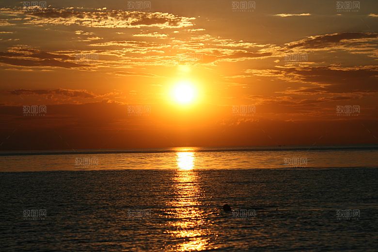 大海天空海面海景夕阳朝霞黄昏落日晚霞