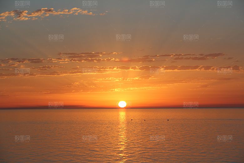 大海天空海面海景夕阳朝霞黄昏落日晚霞