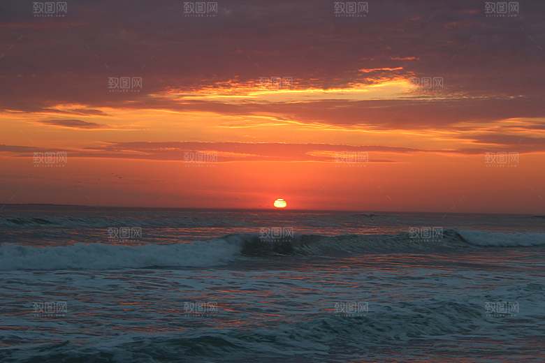 大海天空海面海景夕阳朝霞黄昏落日晚霞 (