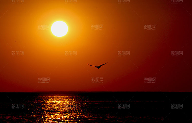 大海天空海面海景夕阳朝霞黄昏落日晚霞