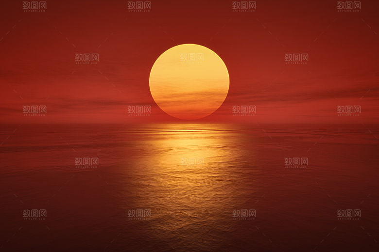 大海天空海面海景夕阳朝霞黄昏落日晚霞