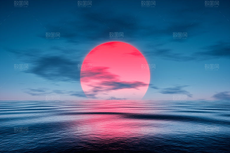 大海天空海面海景夕阳朝霞黄昏落日晚霞