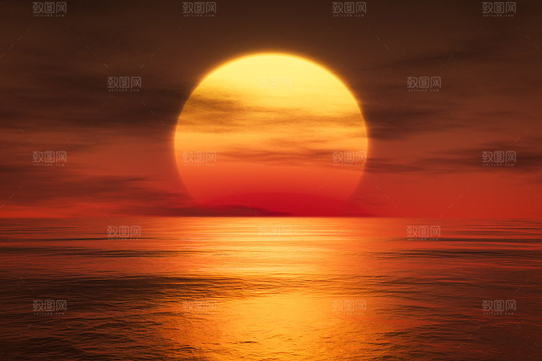 大海天空海面海景夕阳朝霞黄昏落日晚霞