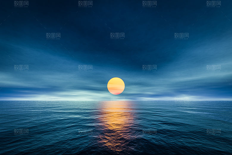 大海天空海面海景夕阳朝霞黄昏落日晚霞