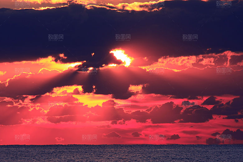 大海天空海面海景夕阳朝霞黄昏落日晚霞
