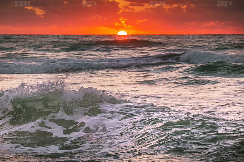 大海天空海面海景夕阳朝霞黄昏落日晚霞