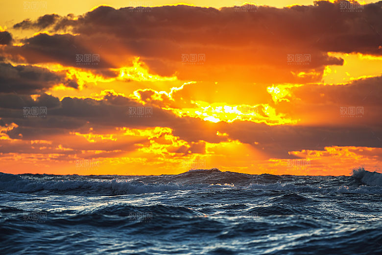 大海天空海面海景夕阳朝霞黄昏落日晚霞