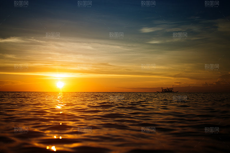 大海天空海面海景夕阳朝霞黄昏落日晚霞