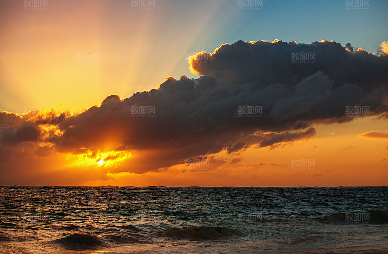 大海天空海面海景夕阳朝霞黄昏落日晚霞