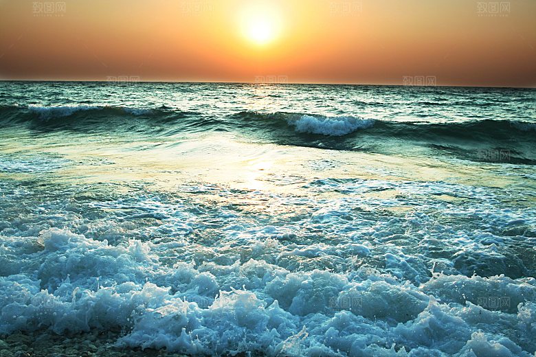 大海天空海面海景夕阳朝霞黄昏落日晚霞
