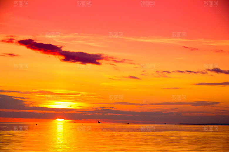 大海天空海面海景夕阳朝霞黄昏落日晚霞