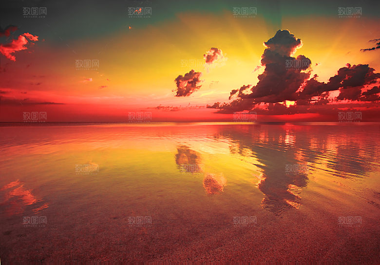 大海天空海面海景夕阳朝霞黄昏落日晚霞