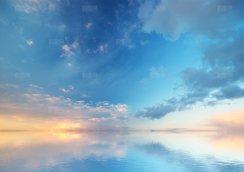 大海天空海面海景夕阳朝霞黄昏落日晚霞