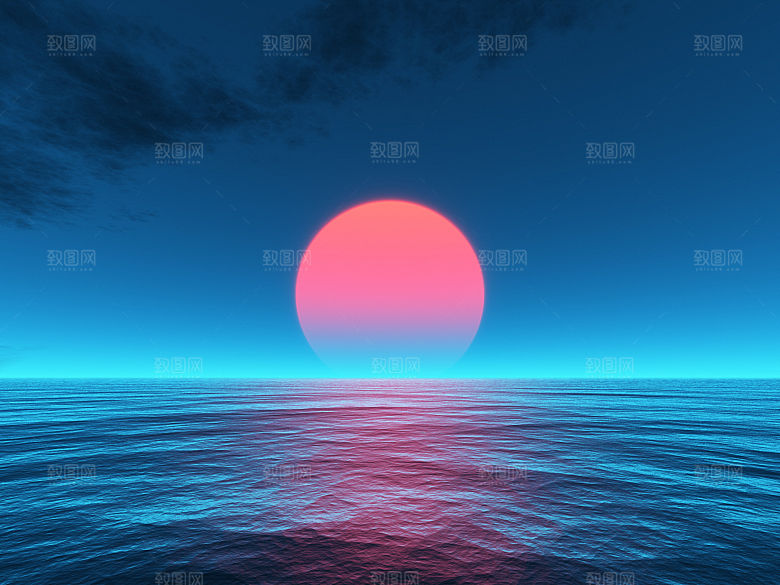 大海天空海面海景夕阳朝霞黄昏落日晚霞