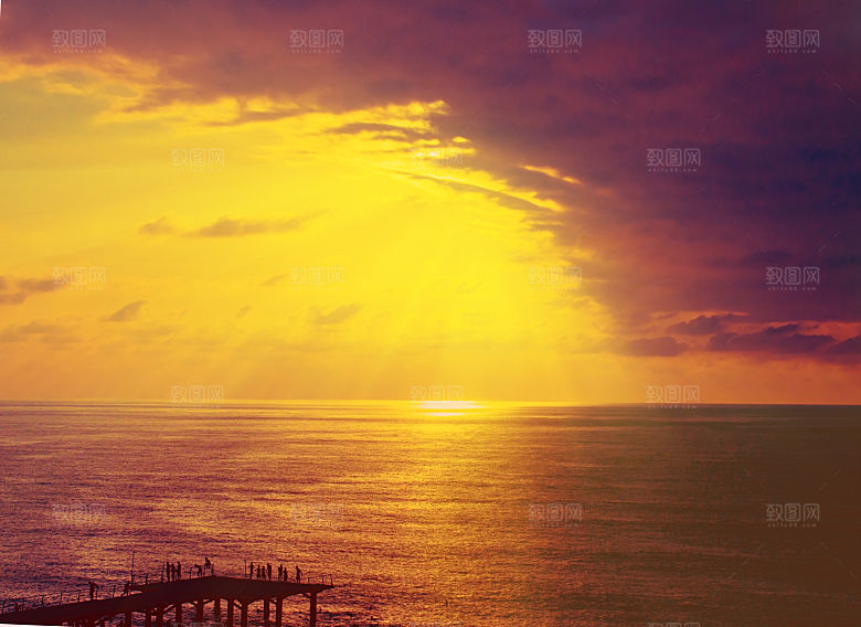 大海天空海面海景夕阳朝霞黄昏落日晚霞