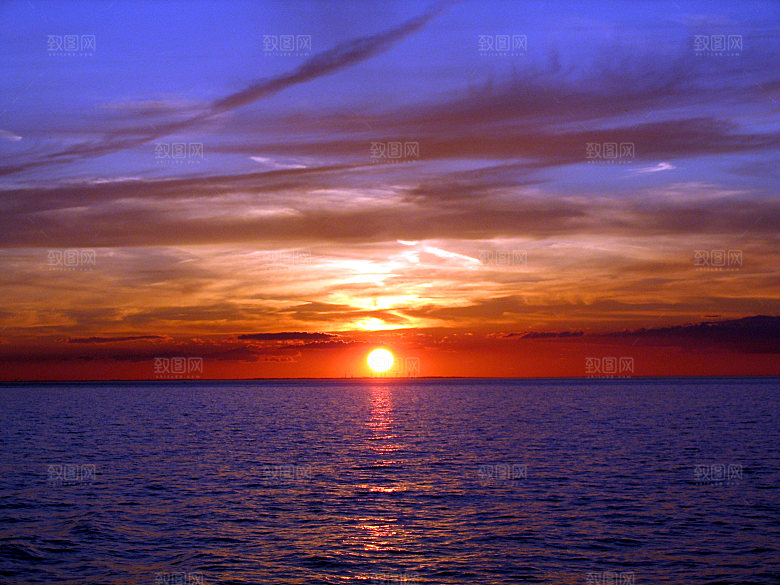 大海天空海面海景夕阳朝霞黄昏落日晚霞