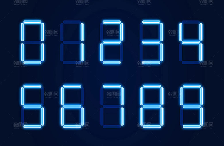蓝色数字矢量元素