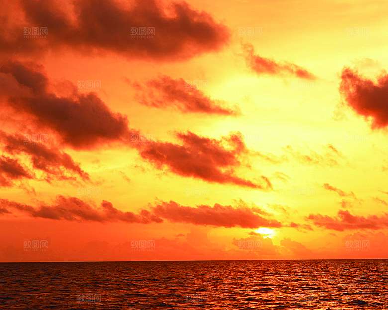 大海天空海面海景夕阳朝霞黄昏落日晚霞