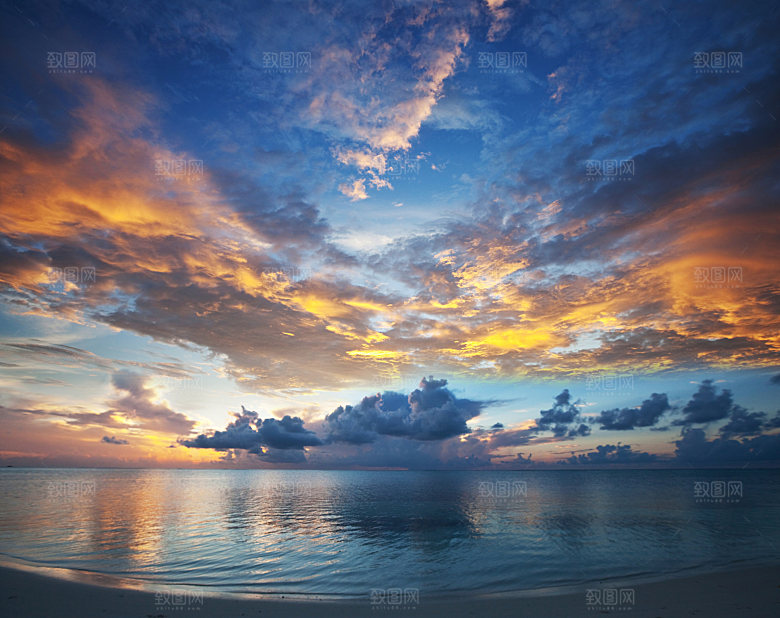 大海天空海面海景夕阳朝霞黄昏落日晚霞
