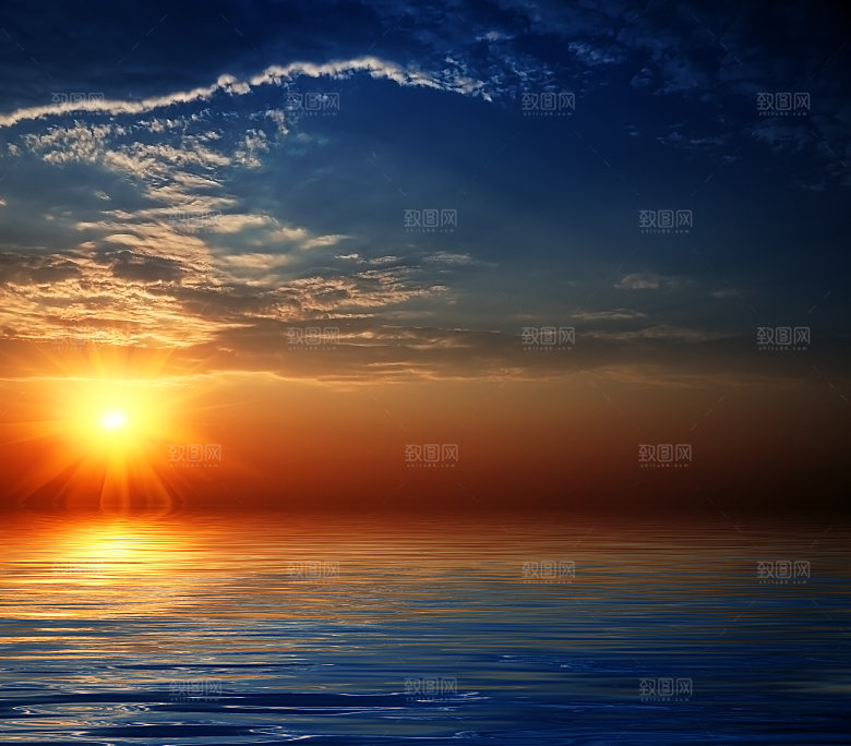 大海天空海面海景夕阳朝霞黄昏落日晚霞