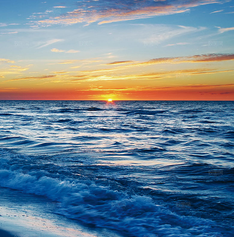大海天空海面海景夕阳朝霞黄昏落日晚霞