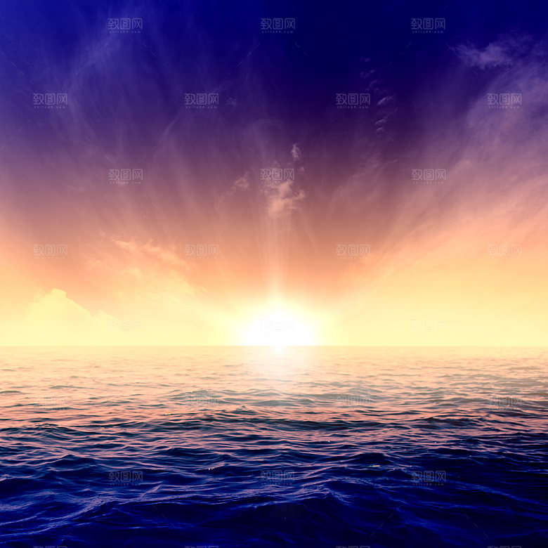 大海天空海面海景夕阳朝霞黄昏落日晚霞