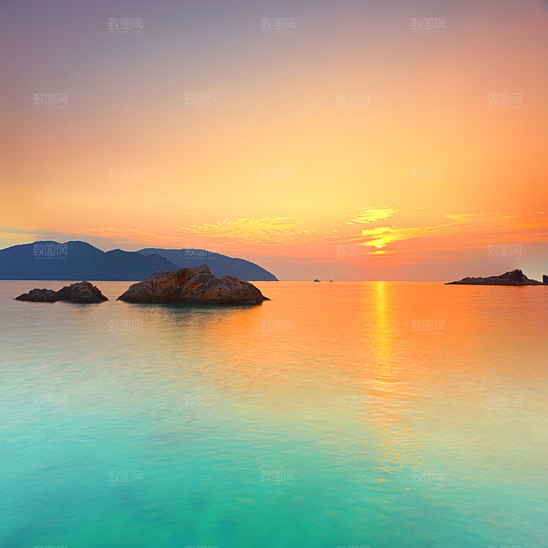 大海天空海面海景夕阳朝霞黄昏落日晚霞