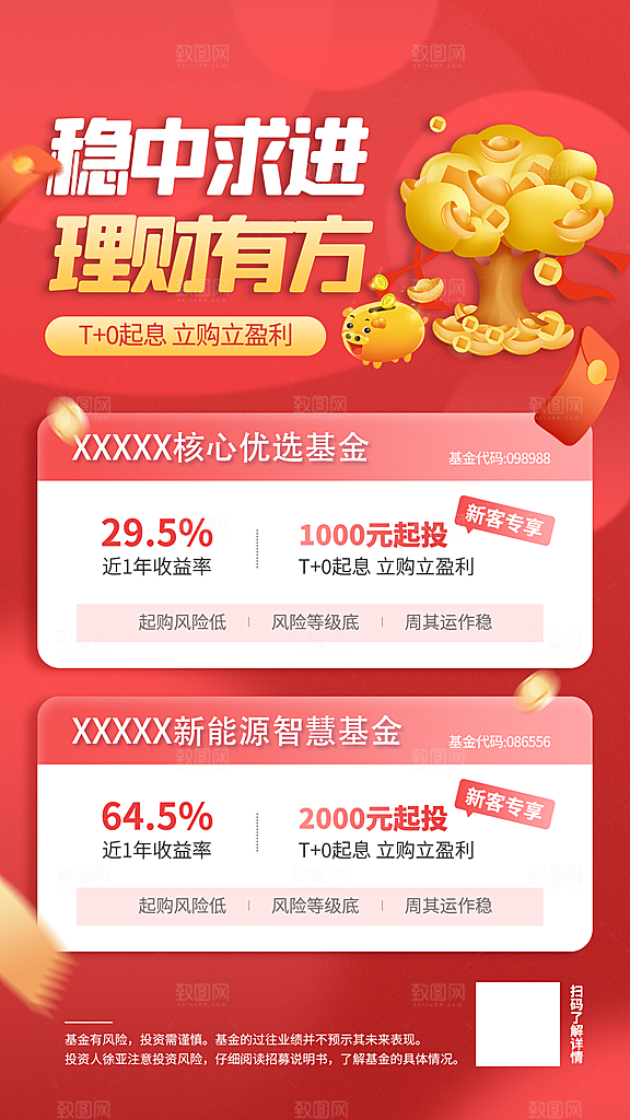投资理财养老H5长图
