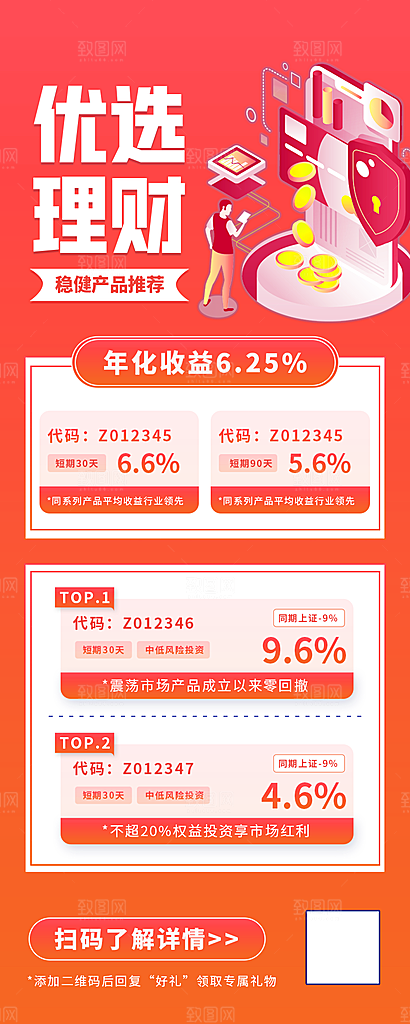 投资理财养老H5长图