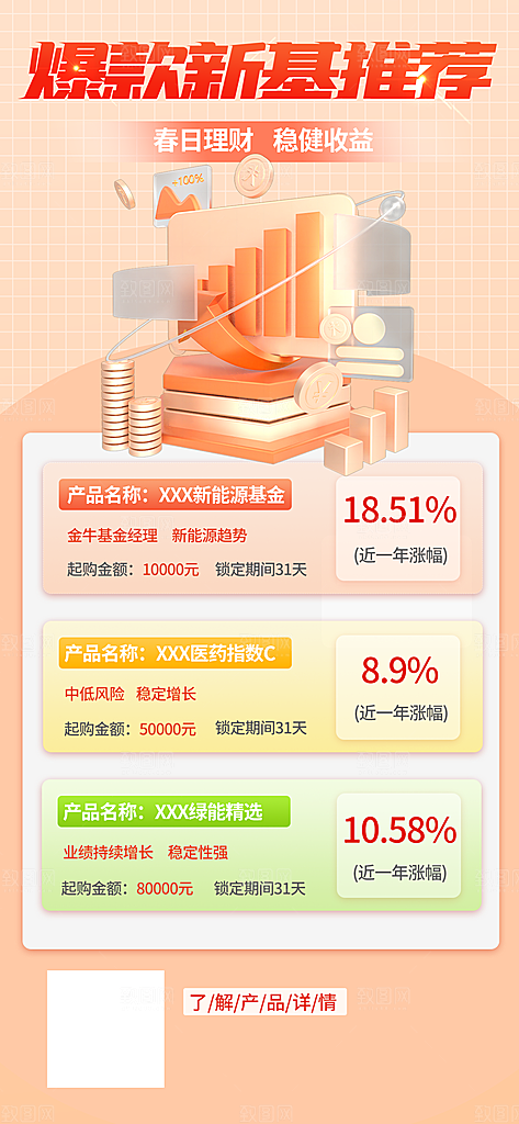 投资理财养老H5长图