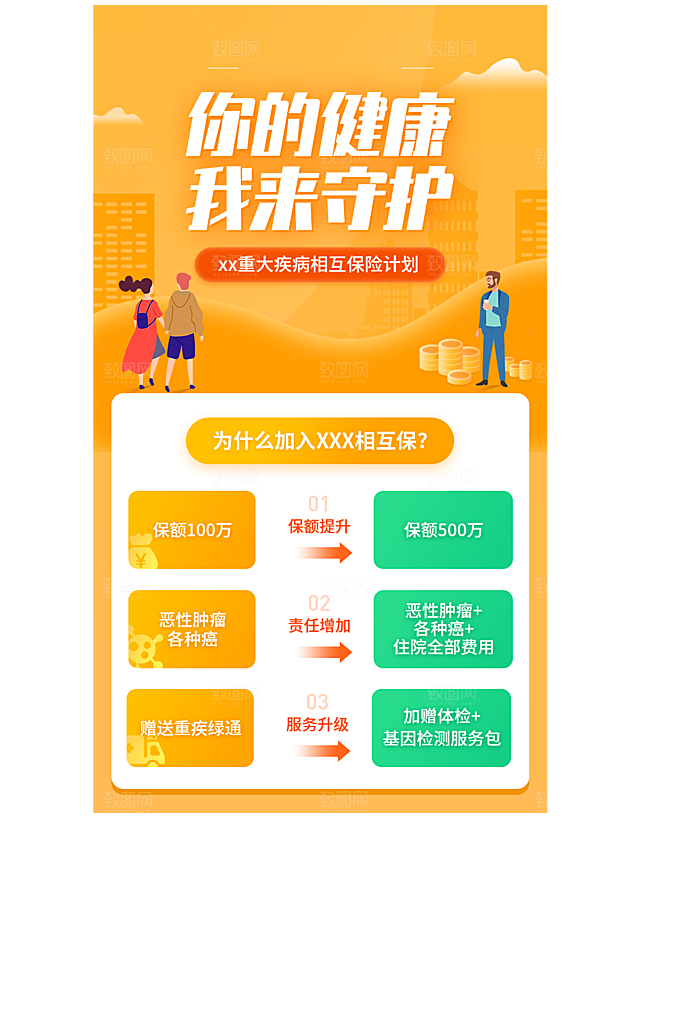 投资理财养老H5长图